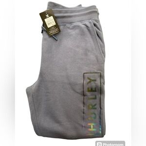 NWT Hurley Boxed Logo Relaxed Fit Ctn Fleece Joggers Men’s Sz L Diffused Blue